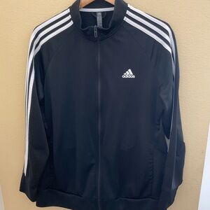 Adidas Black and White Plus Size Track Jacket with Iconic Stripes